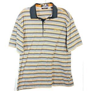 Callaway Golf Shirt Polo Mens Size L Blue Gray Mercerized Egyptian Cotton Stripe